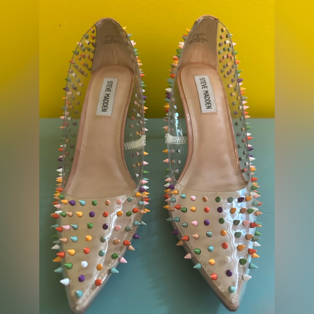Steve Madden Clear Multicolor Spiked like Christian Louboutin Heels